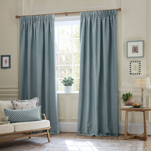 Blue Cushions - Hutton Woven Jacquard Feather Rich Filled Cushion Blue Sanderson