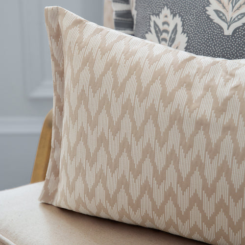 Beige Cushions - Hutton Woven Jacquard Feather Rich Filled Cushion Linen Sanderson