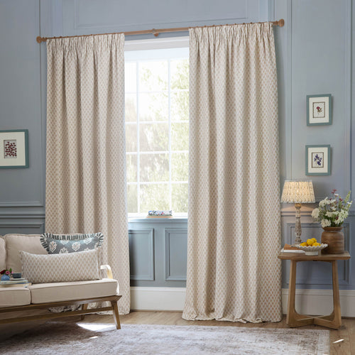 Beige Cushions - Hutton Woven Jacquard Feather Rich Filled Cushion Linen Sanderson
