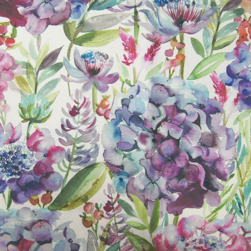 Floral Purple Fabric - Hydrangea Printed Cotton Fabric (By The Metre) Grape Voyage Maison