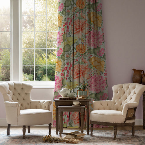 Floral Blue M2M - Idalia Printed Cotton Made to Measure Curtains Duck Egg Blue Voyage Maison