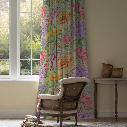 Floral Green M2M - Idalia Printed Cotton Made to Measure Curtains Sage Voyage Maison