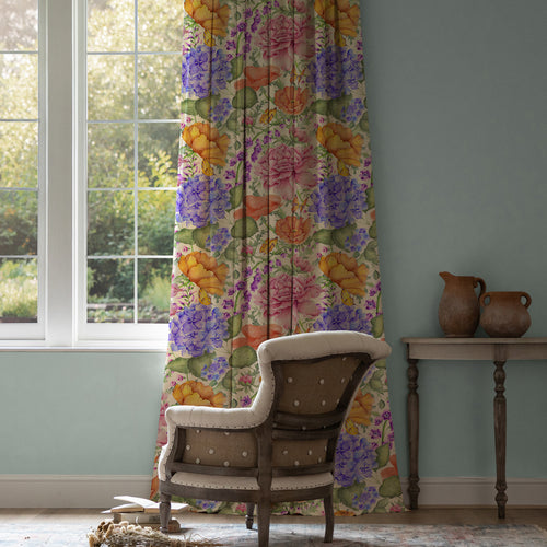 Floral Pink M2M - Idalia Mini Printed Cotton Made to Measure Curtains Fuchsia Voyage Maison
