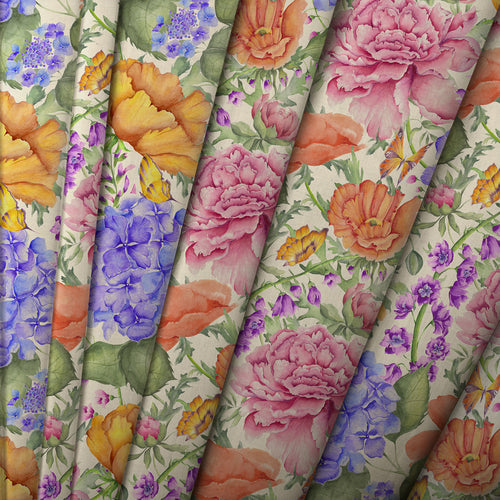 Floral Pink M2M - Idalia Mini Printed Cotton Made to Measure Curtains Fuchsia Voyage Maison