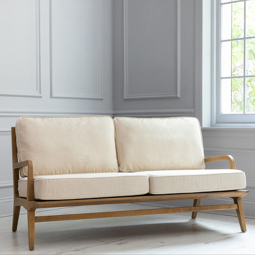 Plain Cream Furniture - Idris 2-Seater Sofa Chair Warm Wood Voyage Maison