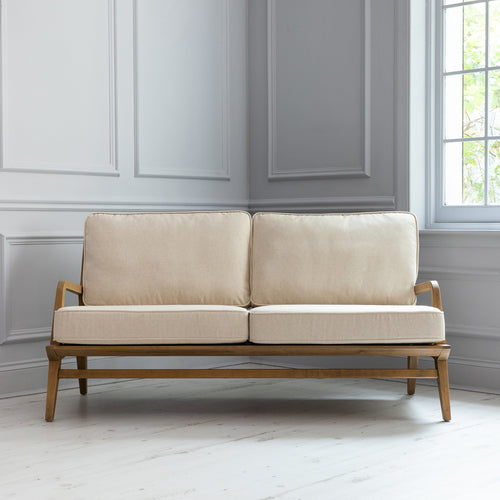 Plain Cream Furniture - Idris 2-Seater Sofa Chair Warm Wood Voyage Maison