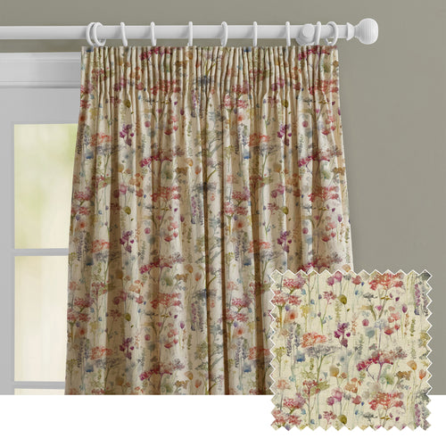 Ilinizas Printed Pencil Pleat Curtains Poppy/Natural