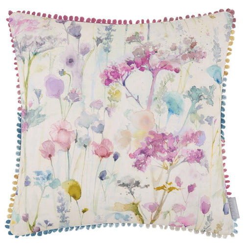 Floral Purple Cushions - Ilinizas Printed Square Feather Filled Cushions Summer Voyage Maison