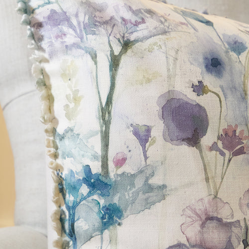 Floral Purple Cushions - Ilinizas Printed Square Feather Filled Cushions Violet Voyage Maison