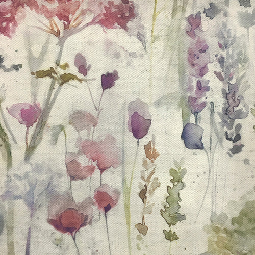 Floral Pink Fabric - Ilinizas Printed Cotton Fabric (By The Metre) Poppy Natural Voyage Maison