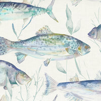 Samples - Ives Waters Printed Fabric Sample Swatch Cobalt Voyage Maison