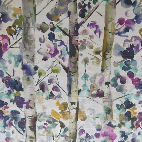 Floral Purple Fabric - Izusa Printed Velvet Fabric (By The Metre) Indigo Voyage Maison