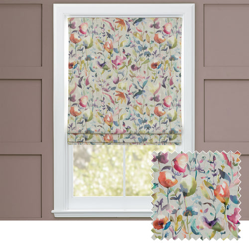 Floral Grey M2M - Jayin Printed Cotton Made to Measure Roman Blinds Stone Voyage Maison