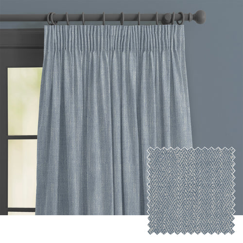 Plain Blue M2M - Jedburgh Textured Woven Made to Measure Curtains Default Voyage Maison