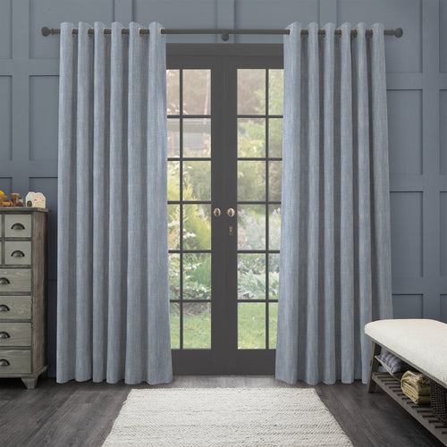 Plain Blue M2M - Jedburgh Textured Woven Made to Measure Curtains Default Voyage Maison