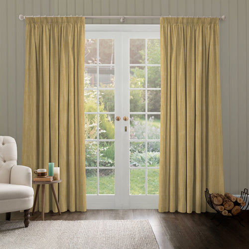 Plain Yellow M2M - Jedburgh Textured Woven Made to Measure Curtains Default Voyage Maison