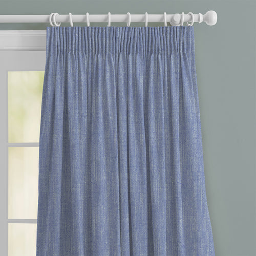Plain Blue M2M - Jedburgh Textured Woven Made to Measure Curtains Default Voyage Maison