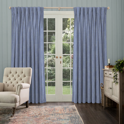 Plain Blue M2M - Jedburgh Textured Woven Made to Measure Curtains Default Voyage Maison