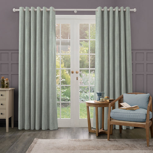 Plain Blue M2M - Jedburgh Textured Woven Made to Measure Curtains Default Voyage Maison