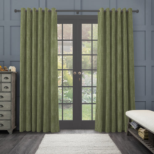 Plain Green M2M - Jedburgh Textured Woven Made to Measure Curtains Default Voyage Maison