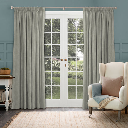 Plain Silver M2M - Jedburgh Textured Woven Made to Measure Curtains Default Voyage Maison