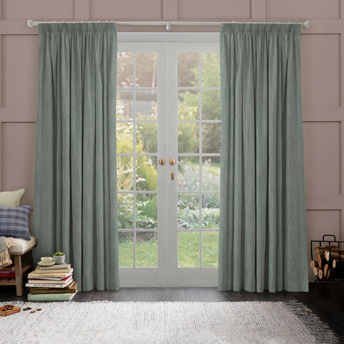 Plain Blue M2M - Jedburgh Textured Woven Made to Measure Curtains Default Voyage Maison