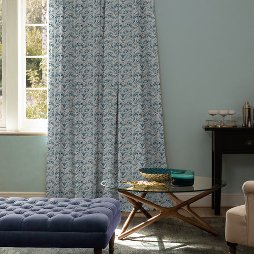 Floral Blue M2M - Juna Printed Cotton Made to Measure Curtains Denim Voyage Maison