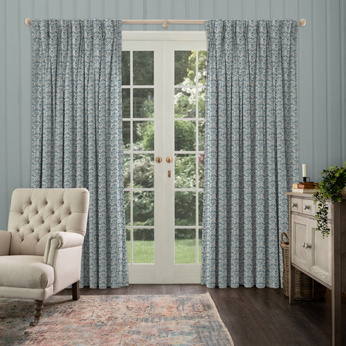 Floral Blue M2M - Juna Printed Cotton Made to Measure Curtains Denim Voyage Maison
