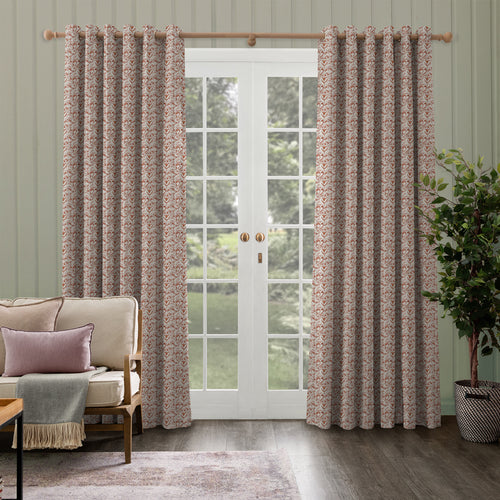 Floral Orange M2M - Juna Printed Cotton Made to Measure Curtains Terracotta Voyage Maison