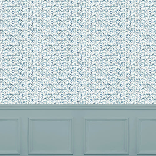 Abstract Blue Wallpaper - Juna  1.4m Wide Width Wallpaper (By The Metre) Denim Voyage Maison