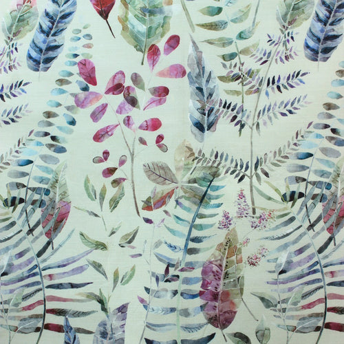 Floral Purple Fabric - Kenton Printed Cotton Fabric (By The Metre) Loganberry Parchment Voyage Maison
