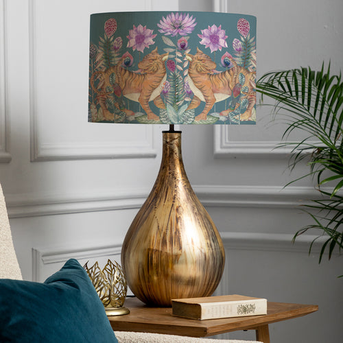 Floral Gold Lighting - Allegra  & Baghdev Eva  Complete Table Lamp Glass/Iris Voyage Maison