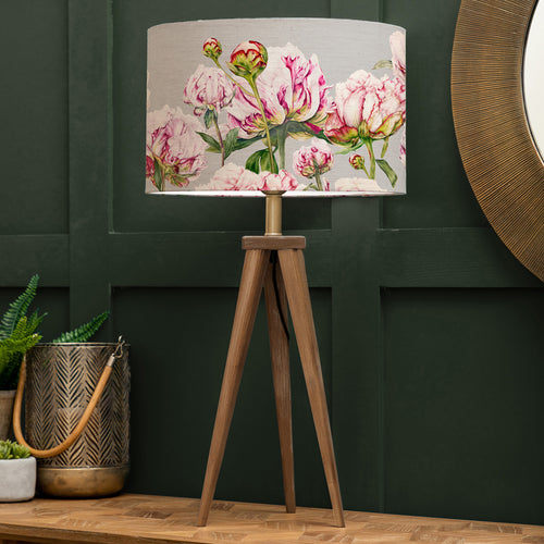 Floral Brown Lighting - Aratus  & Heligan Eva  Complete Table Lamp Nut/Fuchsia Marie Burke