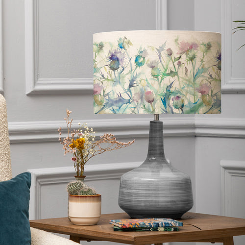 Floral Grey Lighting - Eris  & Cirsium Eva  Complete Table Lamp Slate/Damson Voyage Maison