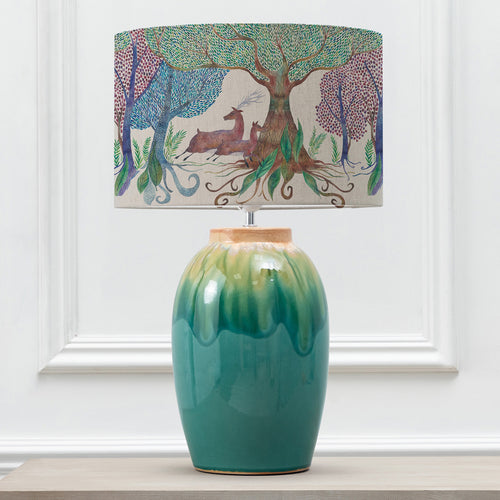Animal Blue Lighting - Willow Woods Eva & Eucalypt Complete Table Lamp Aqua/Linen Voyage Maison
