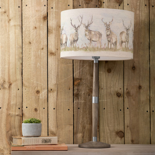 Animal Grey Lighting - Solensis  & Moorland Stag Eva  Complete Table Lamp Grey/Linen Voyage Maison