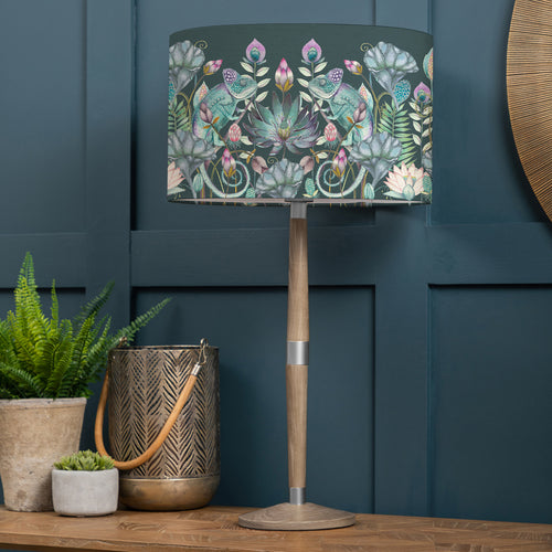 Floral Grey Lighting - Solensis Tall & Osawi Eva  Complete Table Lamp Grey/Emerald Voyage Maison