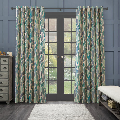 Floral Blue M2M - Koyo Printed Made to Measure Curtains Aqua Voyage Maison