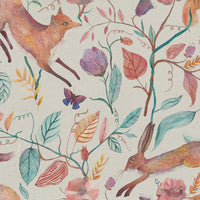 Samples - Leaping Into The Fauna Printed Cotton Fabric Sample Swatch Dawn Voyage Maison