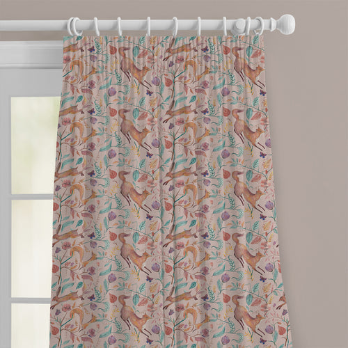 Animal Pink M2M - Leaping Into The Fauna Printed Cotton Made to Measure Curtains Blush Voyage Maison