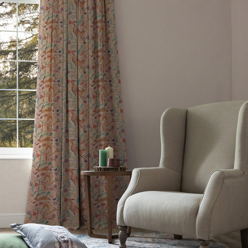 Animal Pink M2M - Leaping Into The Fauna Printed Cotton Made to Measure Curtains Blush Voyage Maison