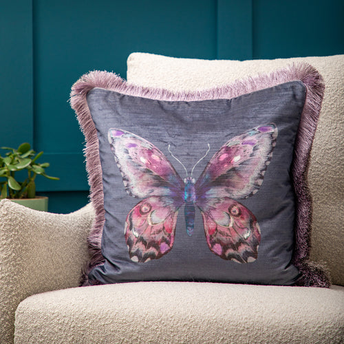 Voyage Maison Lenore Printed Feather Cushion in Sapphire