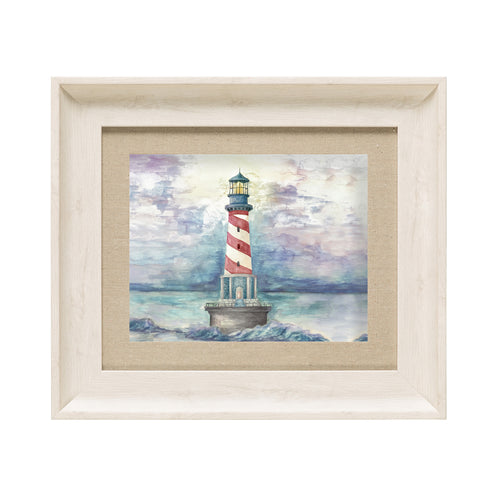 Abstract Blue Wall Art - Lighthouse  Framed Print Birch/Sunset Voyage Maison