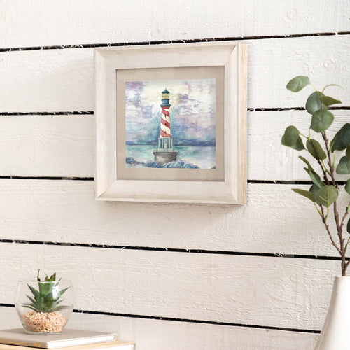 Abstract Blue Wall Art - Lighthouse  Framed Print Birch/Sunset Voyage Maison