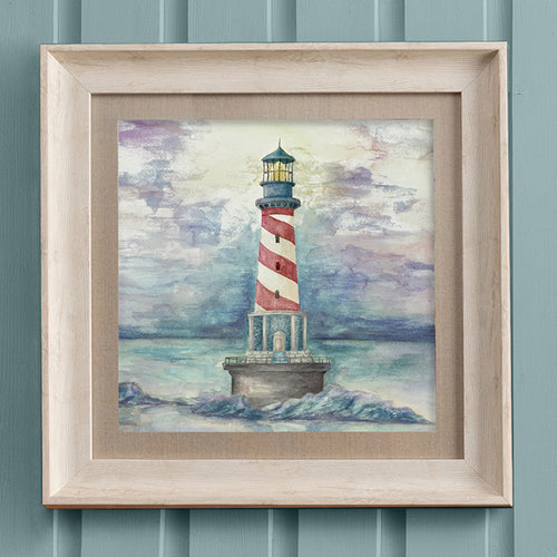 Abstract Blue Wall Art - Lighthouse  Framed Print Birch/Sunset Voyage Maison