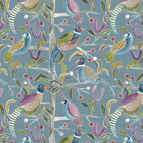Animal Blue Wallpaper - Lossie  1.4m Wide Width Wallpaper (By The Metre) Mineral Voyage Maison