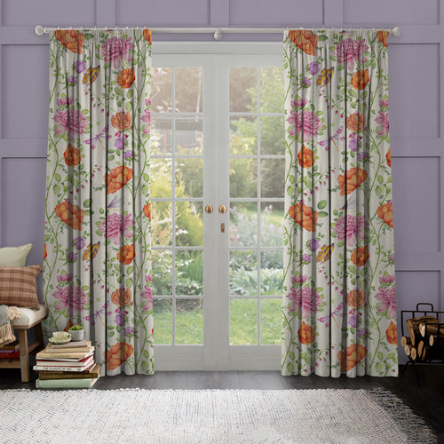 Floral Pink M2M - Maisie Printed Cotton Made to Measure Curtains Fuchsia Voyage Maison