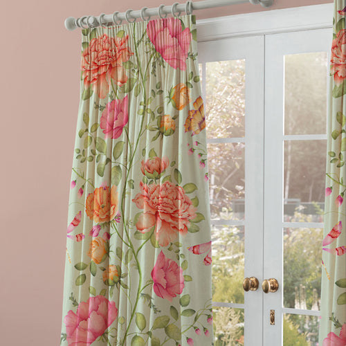 Floral Green M2M - Maisie Printed Cotton Made to Measure Curtains Sage Voyage Maison