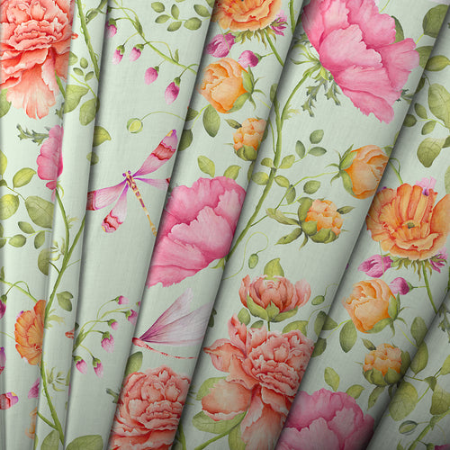 Floral Green M2M - Maisie Printed Cotton Made to Measure Curtains Sage Voyage Maison