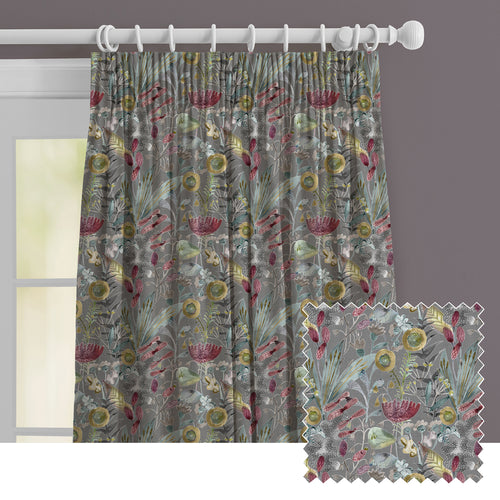 Floral Grey M2M - Maizey Printed Made to Measure Curtains Granite Voyage Maison